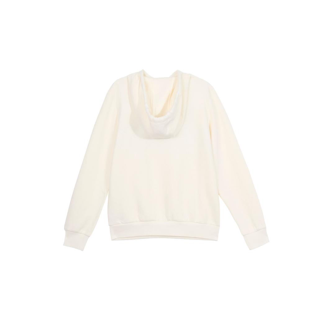 FILA Lettered Hooded Sweatshirt Women sweatshirts Mist-Lotus-White F11W344215FIV