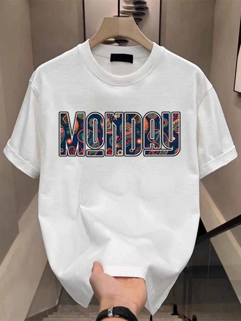 2026 Cotton Fashion American Style T-shirt - Cool and Stylish Letter Print Summer Trendy Personalized Short-Sleeved Round-neck