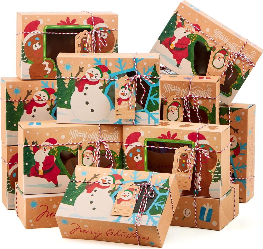 Christmas Cookie Gift Baking Box Window Auto-Popup Xmas Holiday Treat Boxes Containers Tags JOYFY PCS 24 with for Kid Friendly Entertaining Fun Play