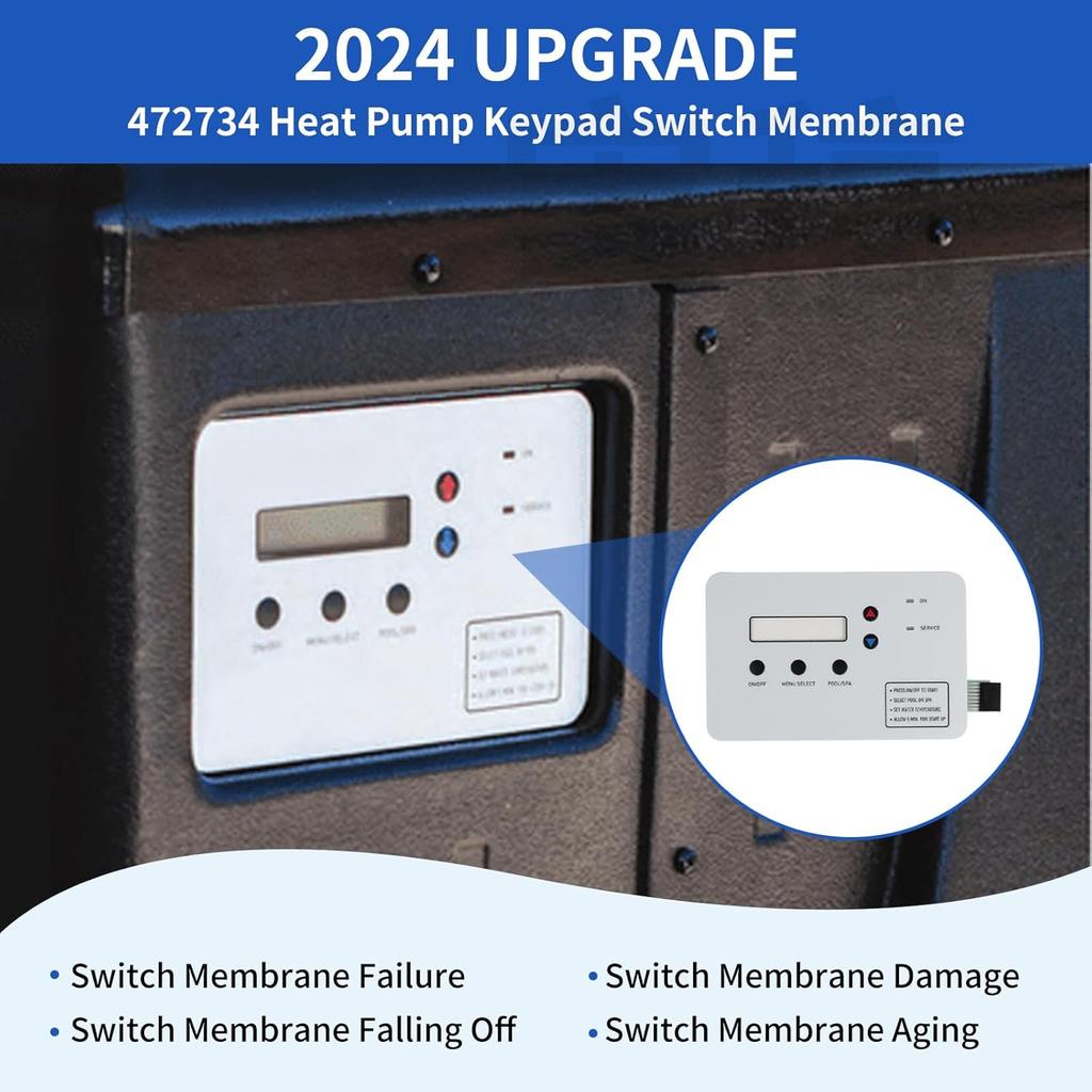 2024 Upgrade 472734 Heat Pump Keypad Switch Membrane Coverage Compatible with PENTAIR Ultratemp Pool and Spa Heat Pump 473425 473693 More Waterproof