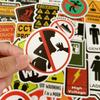 50Pcs Warning Danger Banning Sign Stickers Phone Bike Wall Scrapbook Motorcycle Cool Car Waterproof Cartoon Sticker for Kid Toy