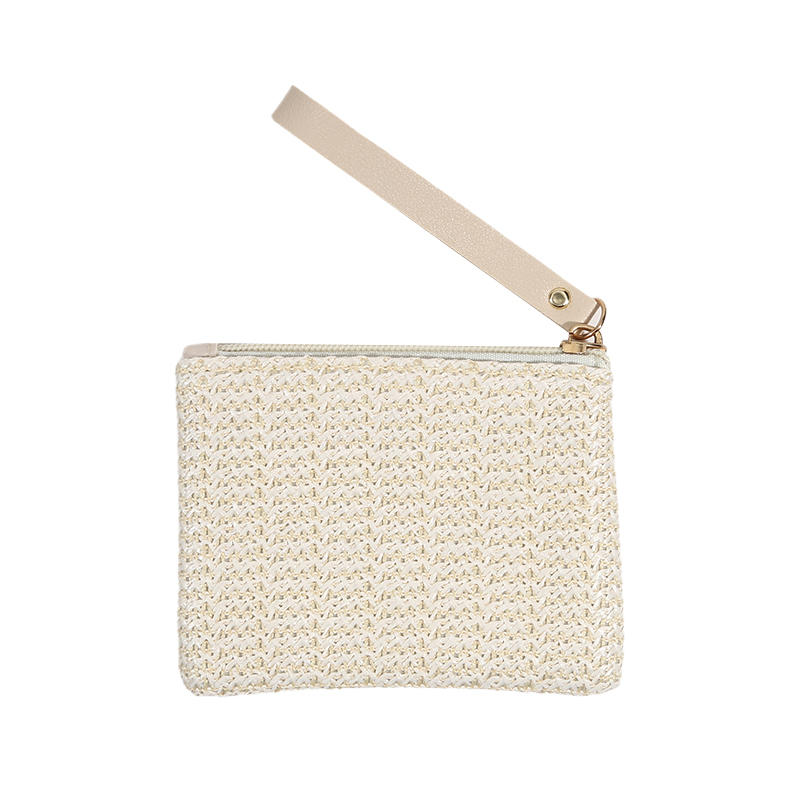 Women Girls Straw Clutch Purses Lightweight Summer Beach Mobile Phone Wallet Coin Change Pouch