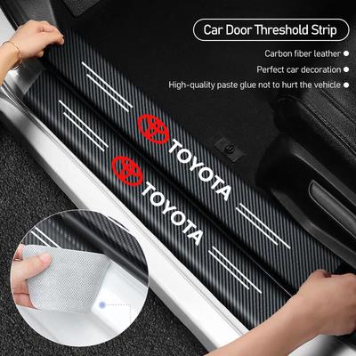 1/4/5Pcs Car Door Sill Scuff Plate Decor Carbon Fiber Stickers For Toyota CHR Camry Yaris Land Cruiser Sienna Crown Rav4 Corolla C1