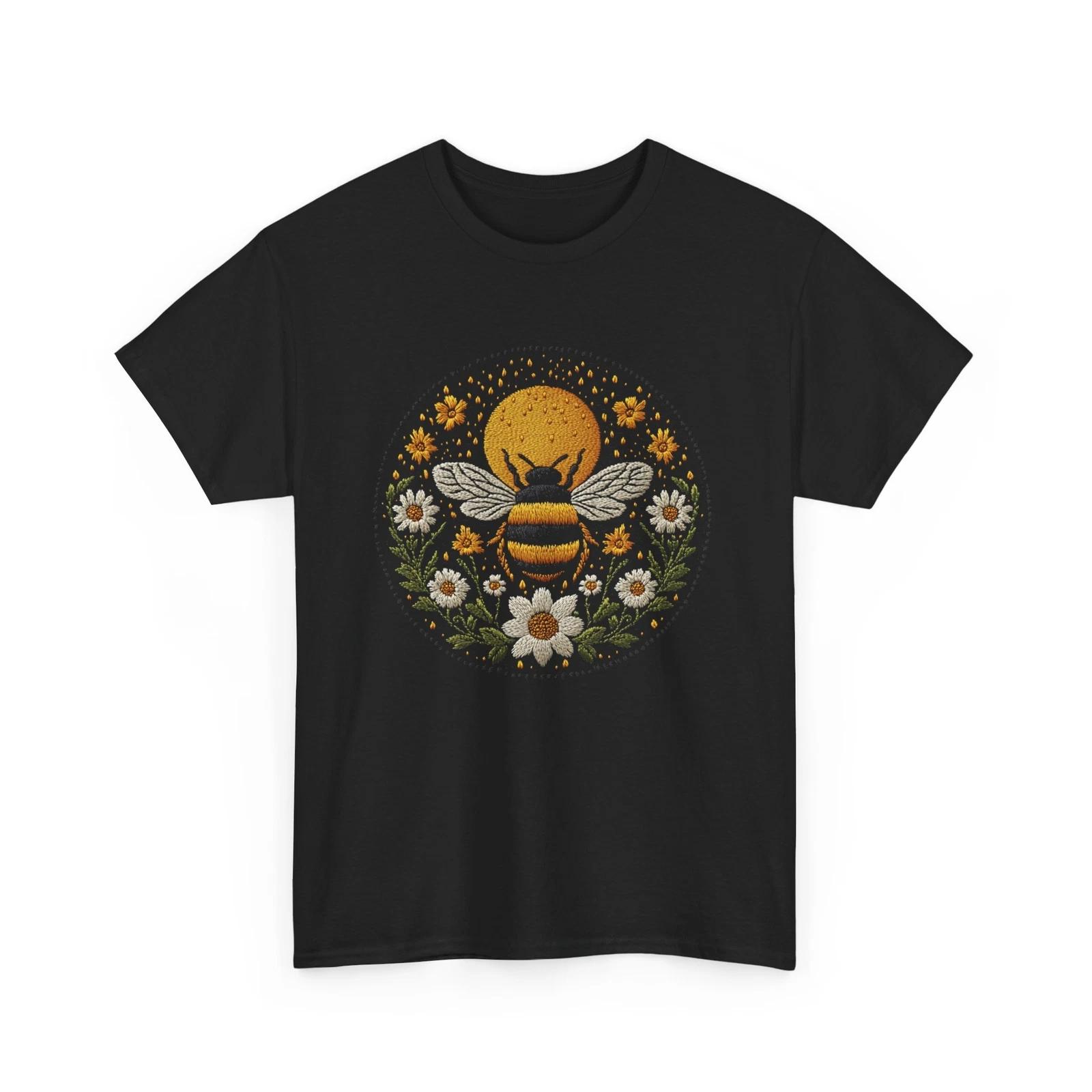 

Bee T-Shirt | Save the Bees Shirt | Honeybee | Embroidered Bee Flowers Boho Sun S