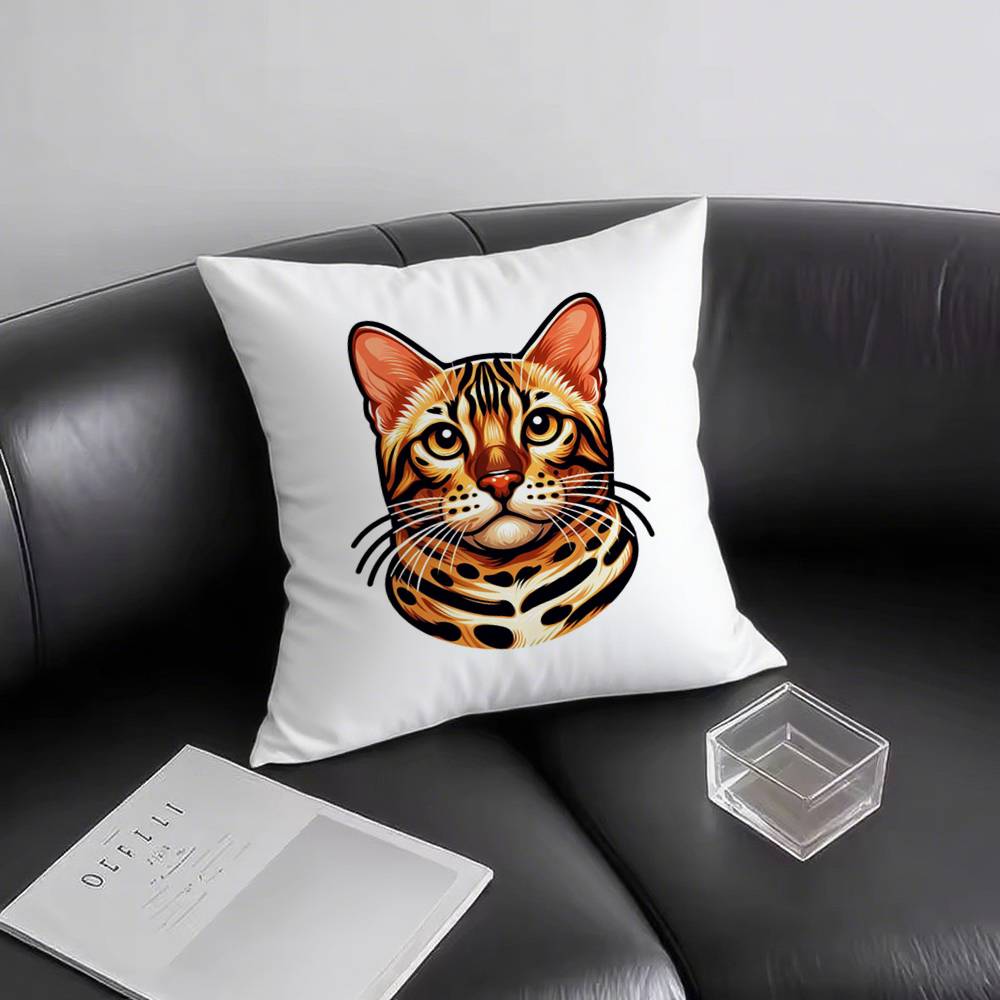 1 Stück Bengal Katze Kissenbezug Quadratisch Schlafzimmer Sofa Freizeit Komfort Kissen Auto Wohnzimmer Heimdekoration