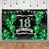 Happy 18th Birthday Photo Backdrop Green Balloons Theme Girl Boy 18 Years Old Birthday Party Decoration Photography Background