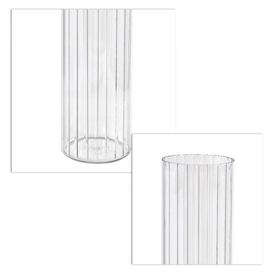 Acrylic Clear Cylinder Flower Vase for Plants Bouquet Non Breakable Tall Ribbed Vase for Centerpiece Wedding Home Decor