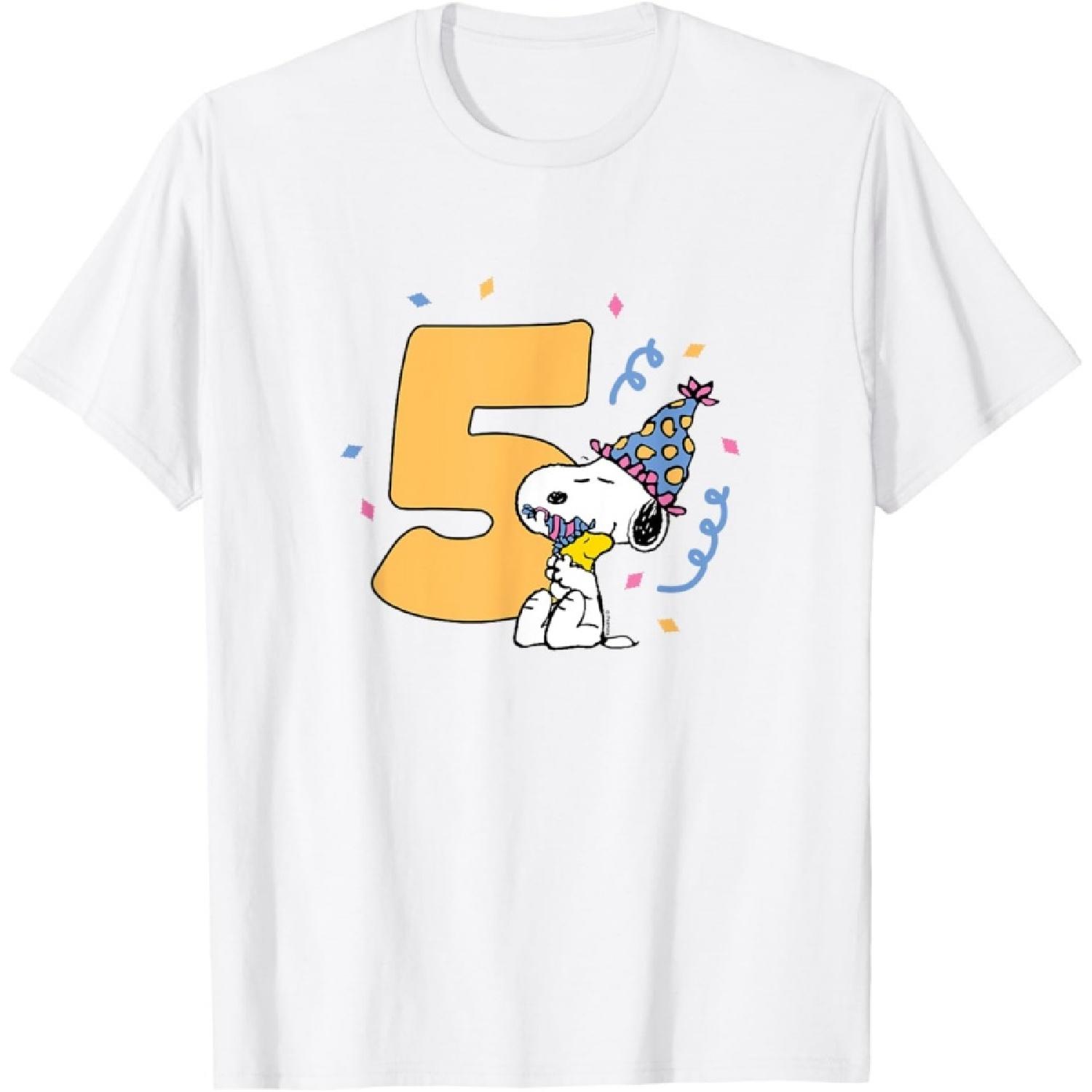 Peanuts - Snoopy & Woodstock - 5th Birthday T-Shirt XXXXXL белый