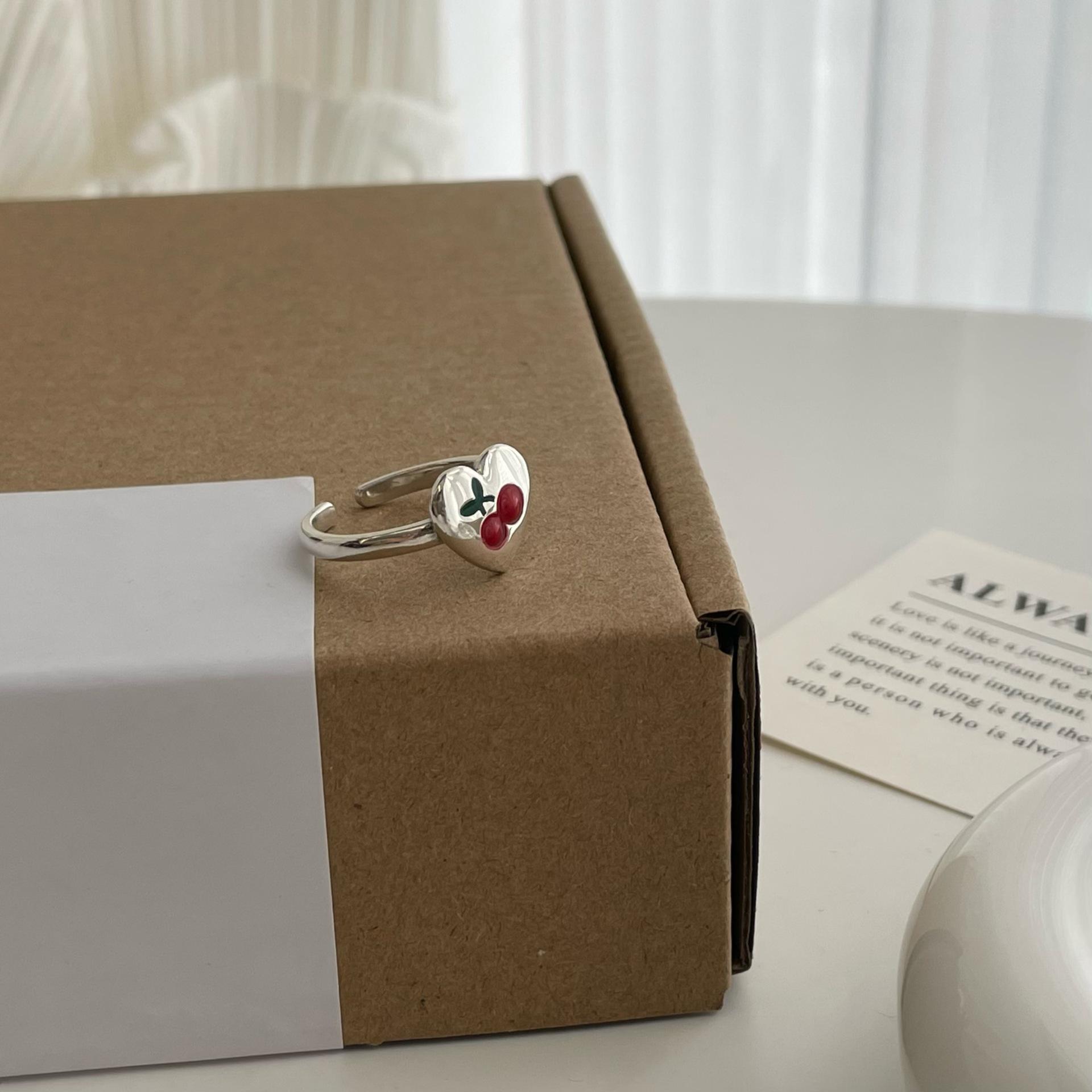 

Кольцо S925 Чистая Любовь Сердце Вишня Открытое – Женское Милое Свежее Минималистичное Кольцо, Инс Мори Стиль.