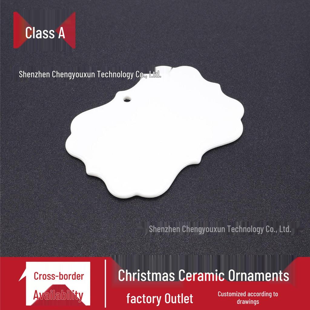 UV-Printed Ceramic Christmas Ornaments with Hang Tags