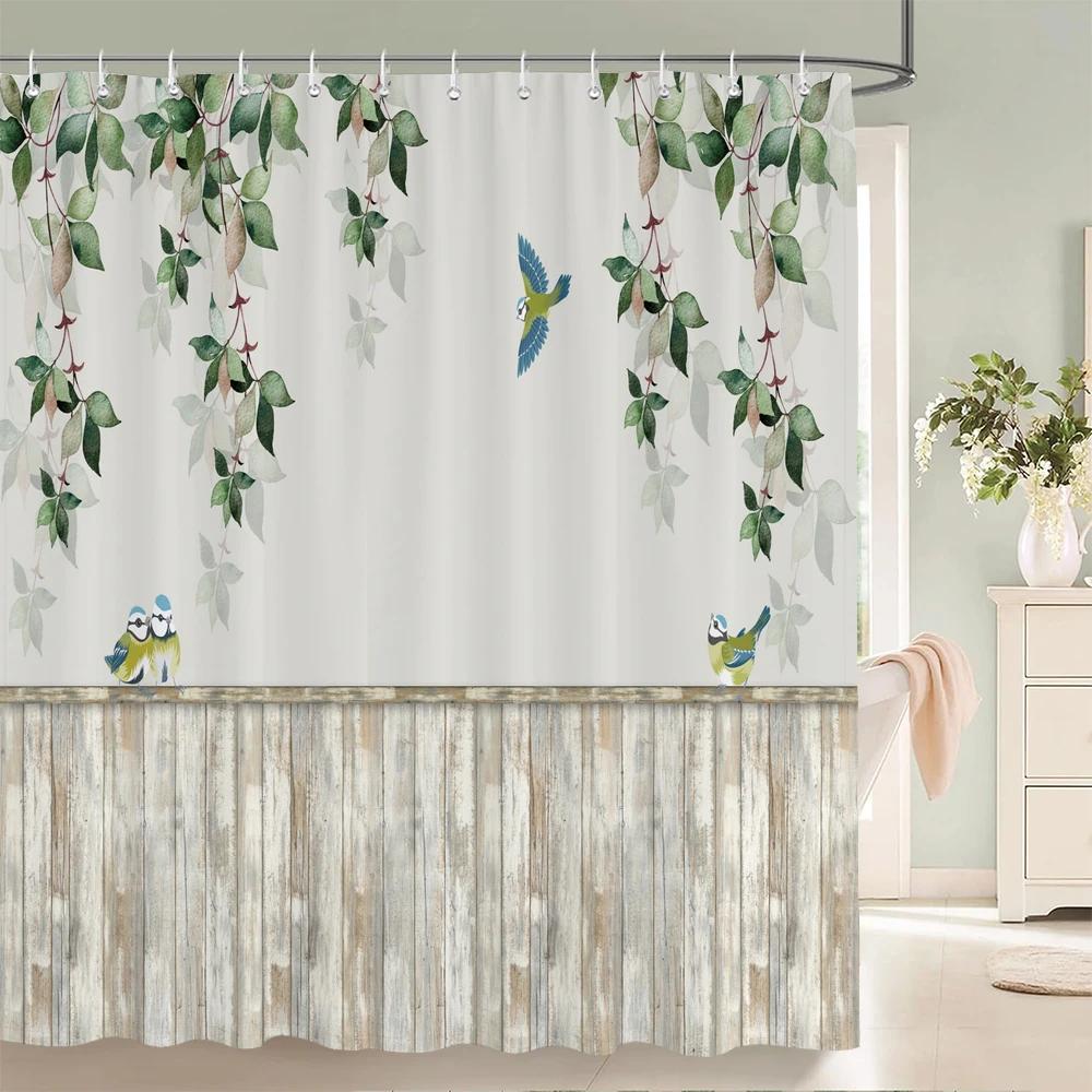 Flower leaf Printing Shower Curtain Waterproof 3D Fabric Floral Plant leaves Bathroom Curtain with 12 Hooks Home Decoration