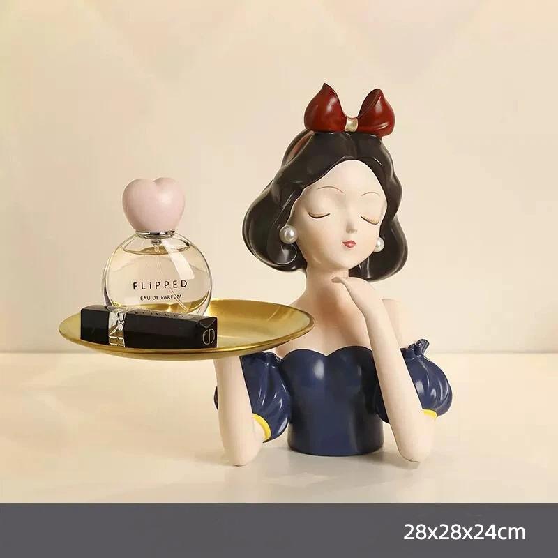 INS Style Resin Girl Tray Figurine – Modern Desktop Home Decorative Ornament