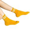 Japanese Style Women's Mid-Calf Cotton Socks - Double Stripe, Solid Color, Academy Style