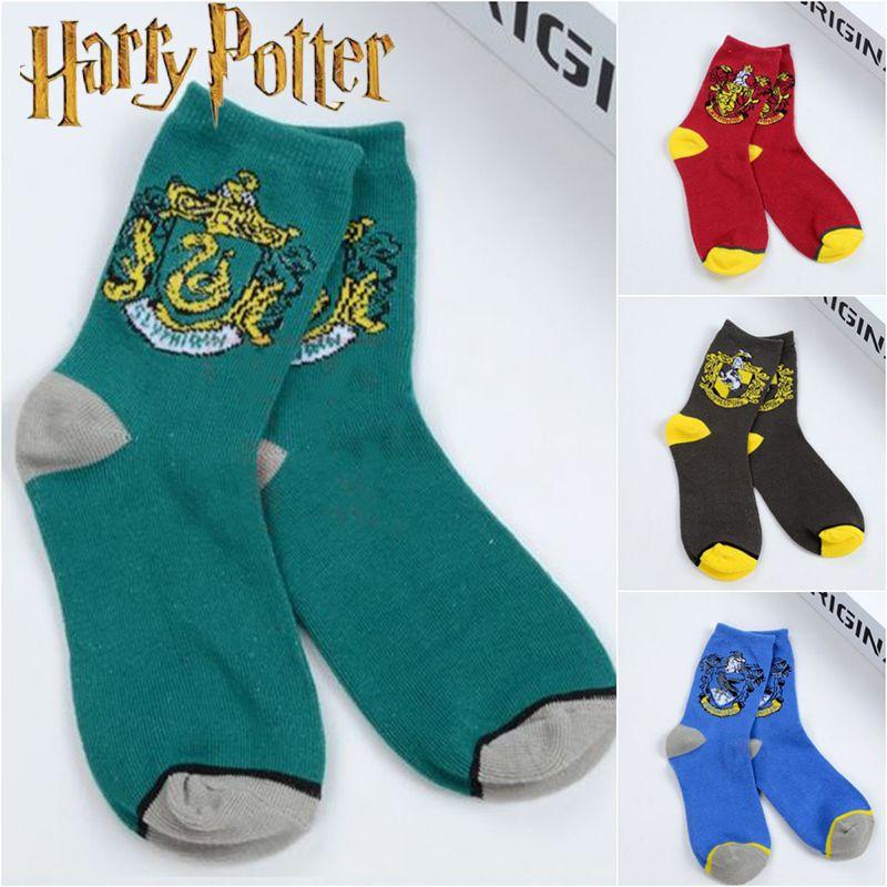 Meias Longas de Tricô de Algodão Harry Potter Unissex Estilosas Para Fãs de Slytherin Gryffindor