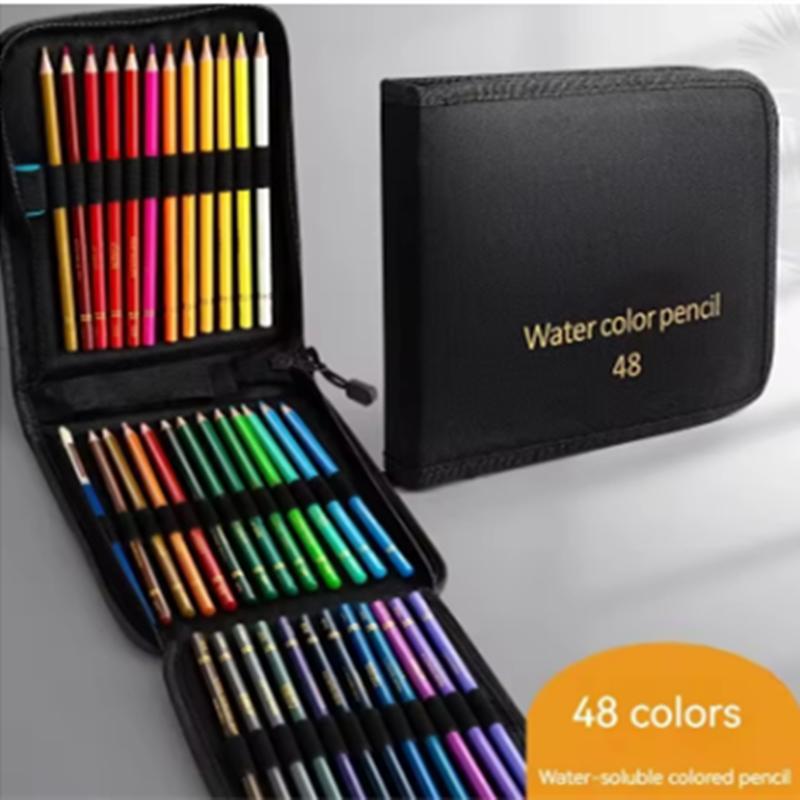

48 цветных карандашей Масляные / Акварельные цветные карандаши с тканевой сумкой Для профессионального рисования Эскизирования Художественные принадлежности colored lead