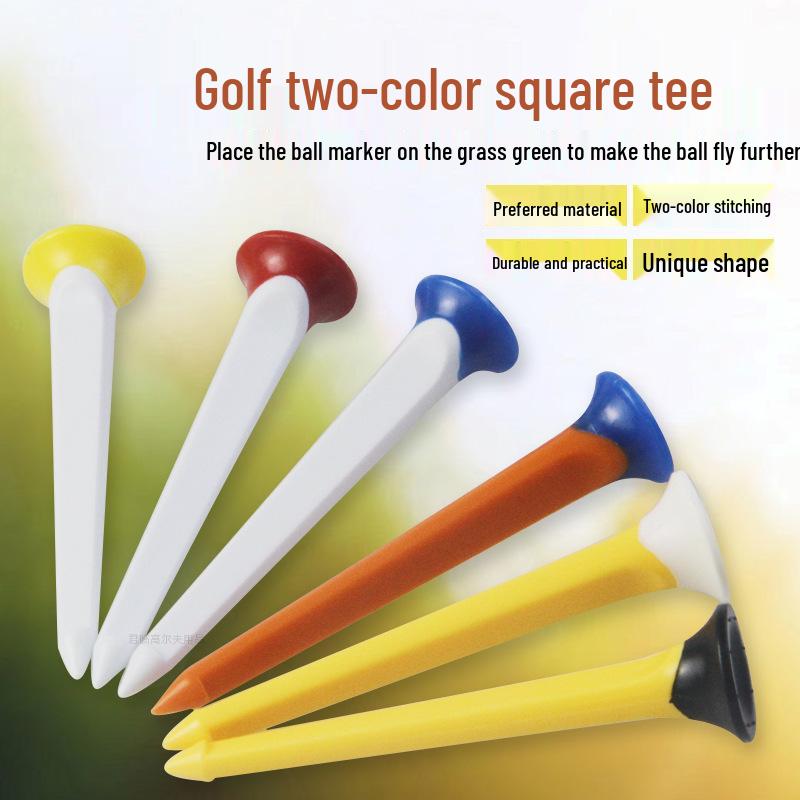 Durable Two-Color Square Golf Tee: ABS Plastic & Soft Rubber Cup Design
