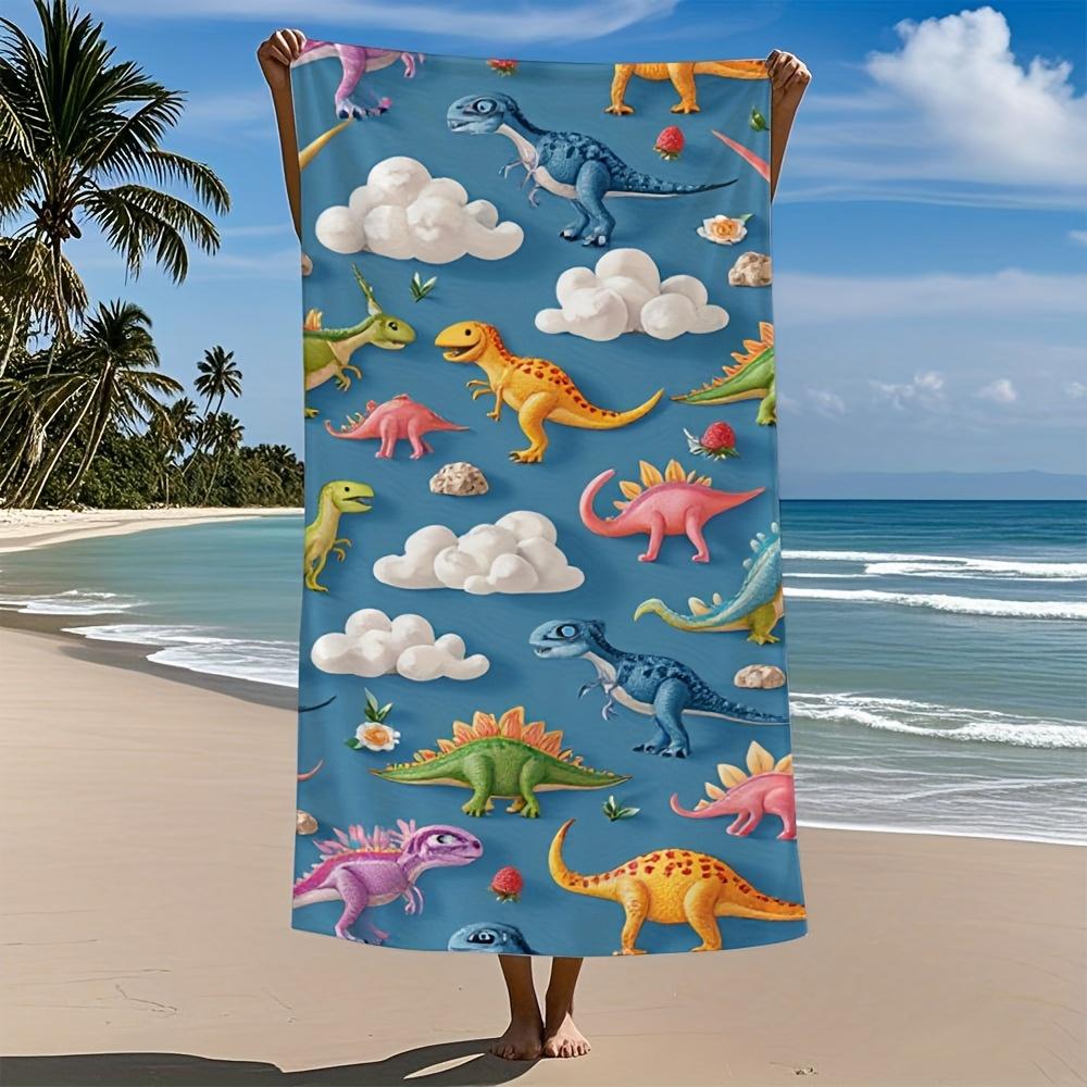 One Piece of Dinosaur-Themed Microfiber Bath Towel Gentle Highly Absorbent And Quick-Drying Perfect for Swimming Bathing
