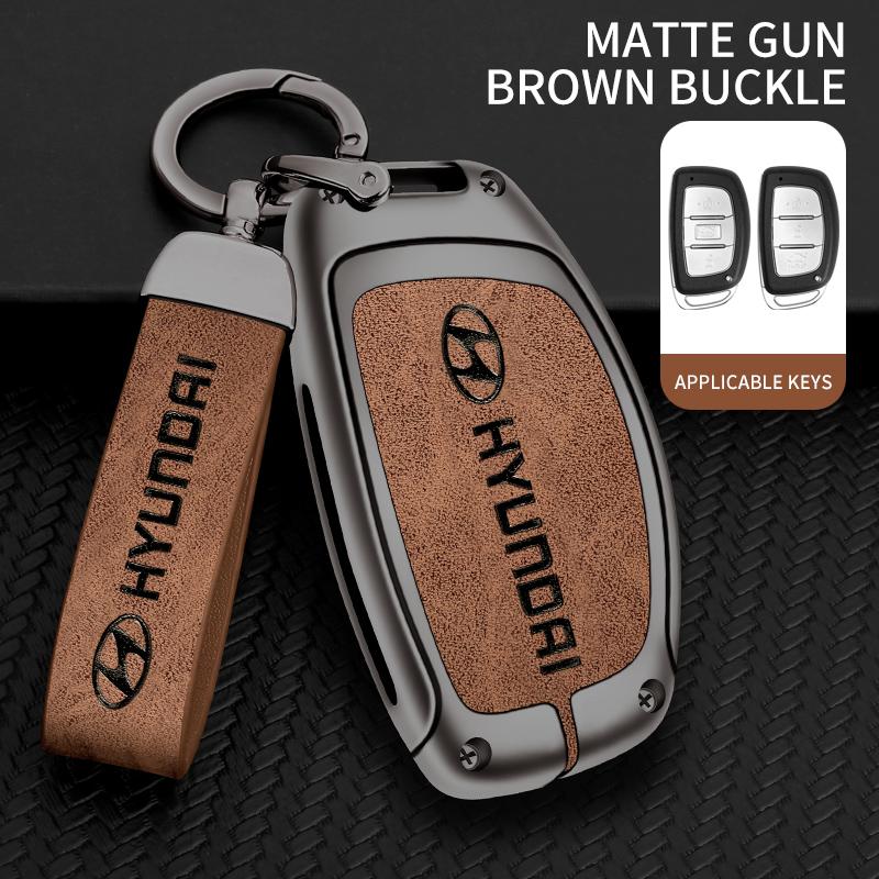 Alloy Leather Car Remote Key Protection Cover Shell For Hyundai ix35 i40 i20 i10 Tucson Elantra Creta Sonata Ioniq Accent Creata KK9