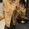 Women's Autumn-Winter Korean Style Suede Jacket - Slimming, Loose Fit, Short Length, Long Sleeves