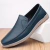 Men's Top-Grain Cowhide Leather Slip-On Loafers - Casual, Formal, Driving, and Lazy Shoes for Spring/Summer.