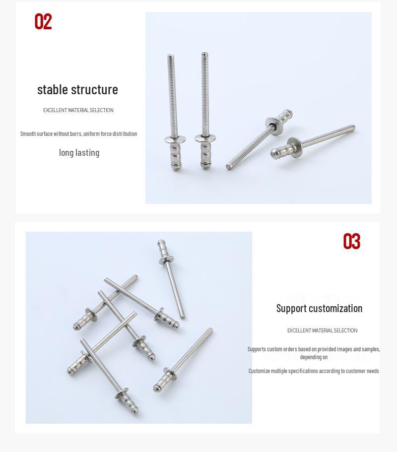 Double-Leg Stainless Steel and Aluminum Multi-Leg Pop Rivets
