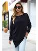 Women's Oversize Long-Sleeve Spring/Fall Asymmetrical Hem T-Shirt
