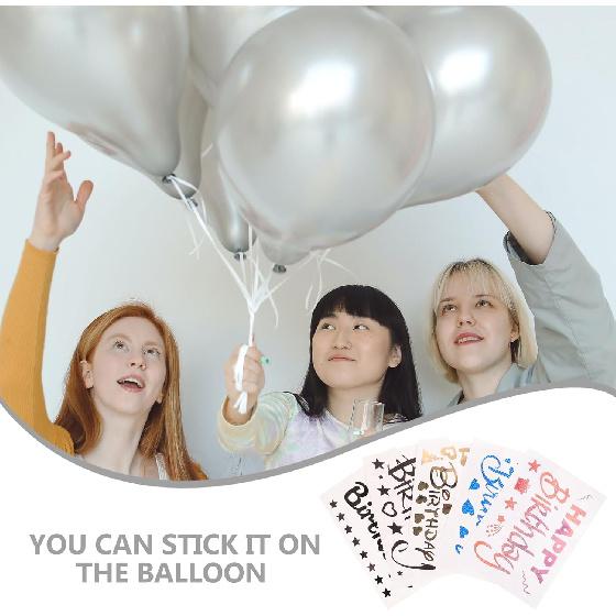 Birthday Sticker for Hippy Letter Ballon Letters (Random Color) 5pcs Stickers Happy Birthday Party Supplies Decals Paster Balloon