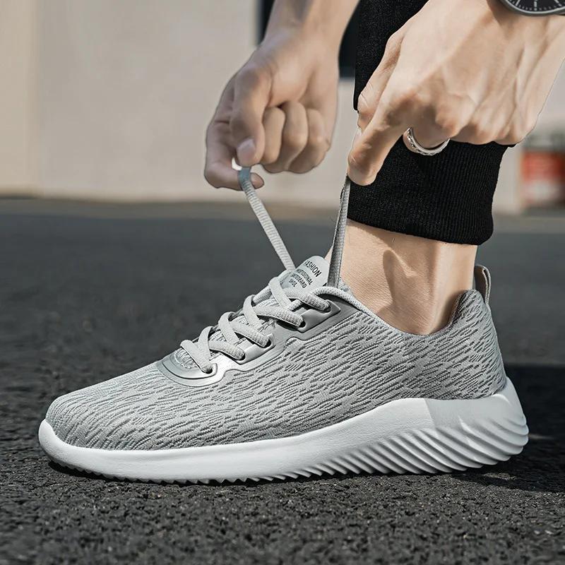 Fashion Men's Shoes Four Seasons New Large 45 Size Men Mesh Lace Up Sports Shoes Outdoor Non Slip Lightweight Comfortable Running Shoes
