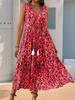 Tassel Lace Up Fashion New Mid Length Skirt Summer Vacation Style Sexy Sleeveless V-neck Abstract Print Casual Loose Dress