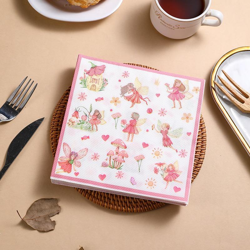 20pcs/pack Flower Paper Napkins Cocktail Wedding Birthday Party Decoration 2-Ply Square Dinner Napkin