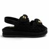 Pristine CHANEL Sandals COCO Mark Velcro Knit Black Suede Leather 37 G46339 Used