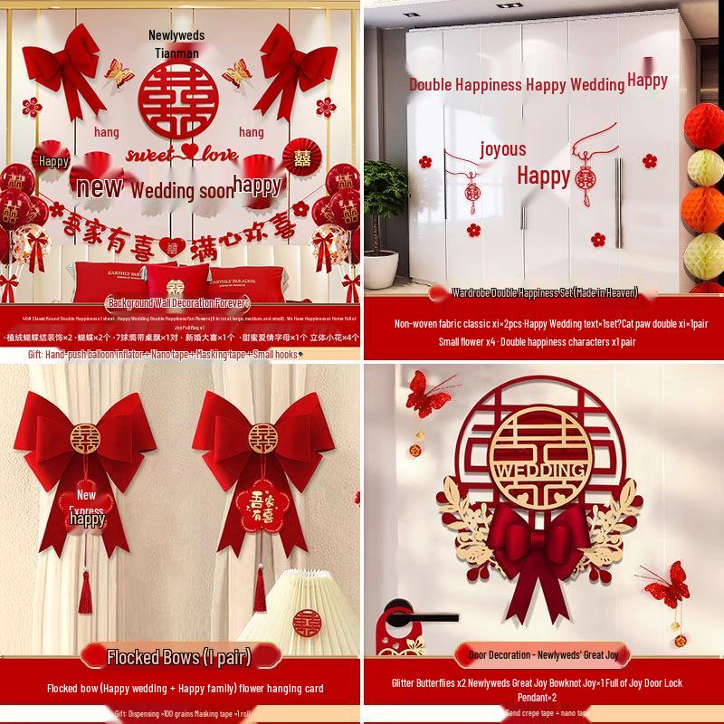 Complete Wedding Room Decoration Set: Bride & Groom's Bedroom Decor Essentials