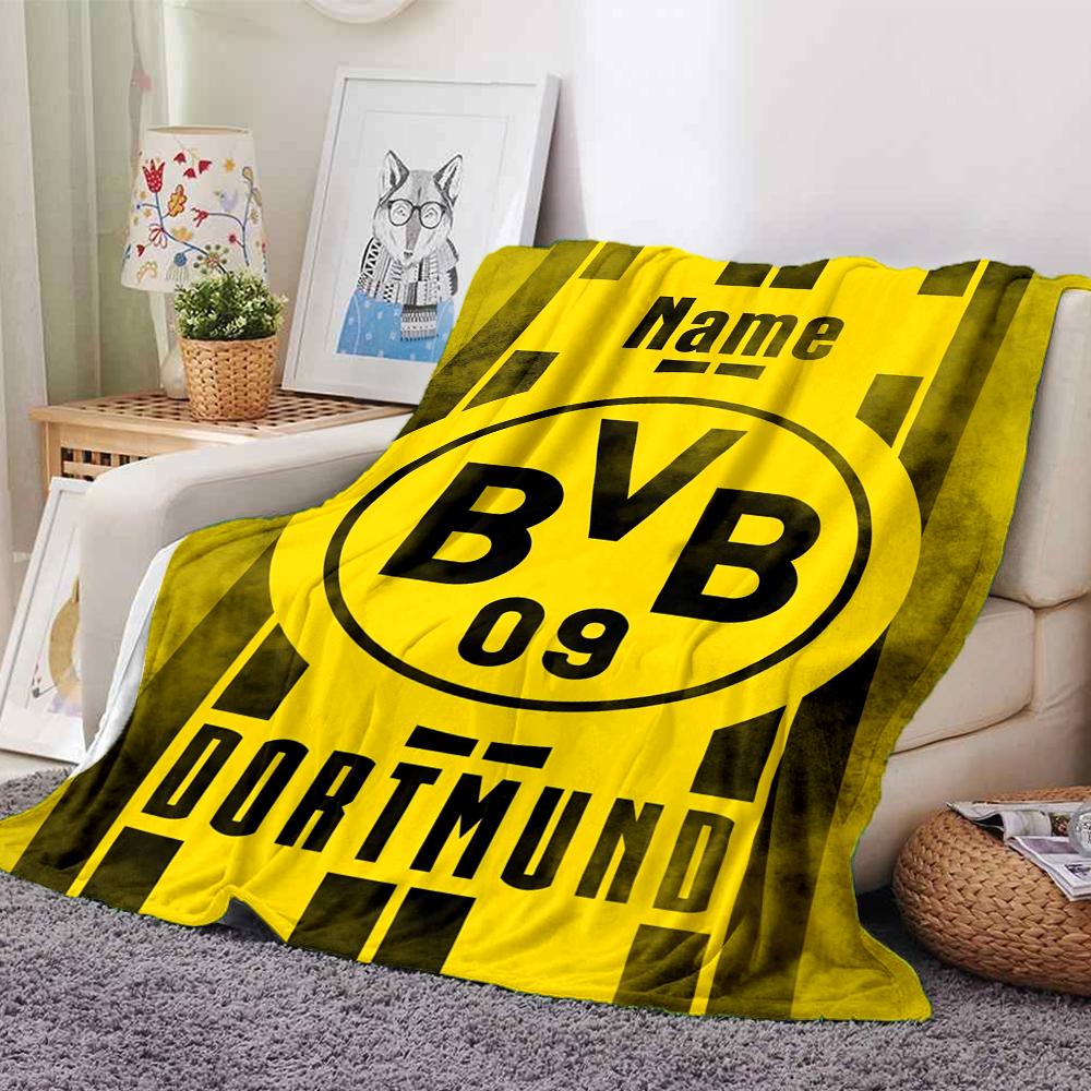 Custom Name Borussia Dortmund Theme Printed Blanket Perfect For Couch Bed Travel Outdoor Use Machine Washable Cozy Durable