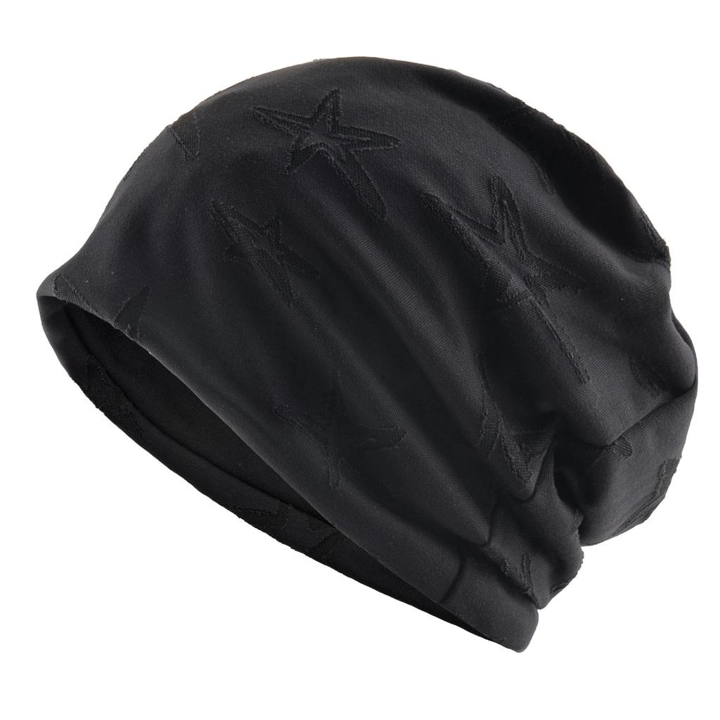 Double-layer Jacquard Button Unisex Casual Winter Beanie Hat Five-pointed Star Pattern Common Women's Spring Autumn Thin