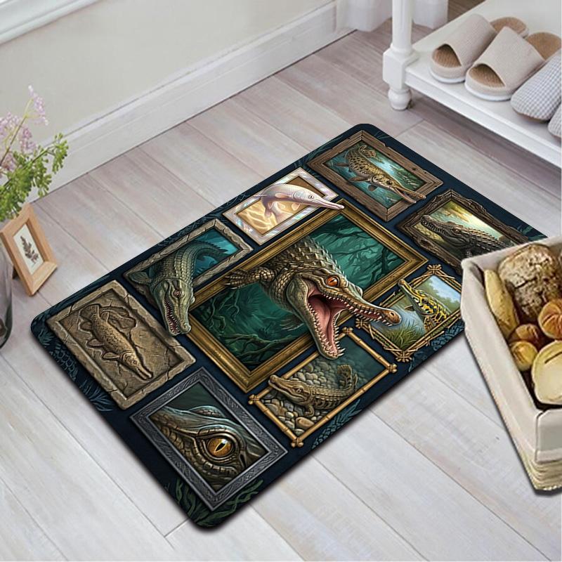 Crocodile Collection Pattern Rug Floor Mat for Living Room or Bedroom Soft and Comfortable Carpet a Gift for Birthday and Holiday.
