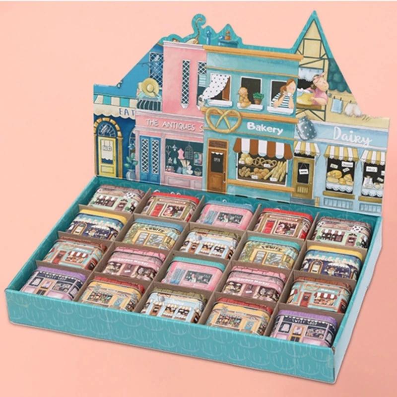10pcs Mini Painting Tin Box Locker Storage Tinplate Boxes Random Color Candy Home Jewelry Storage Box Metal Container Kids Gifi