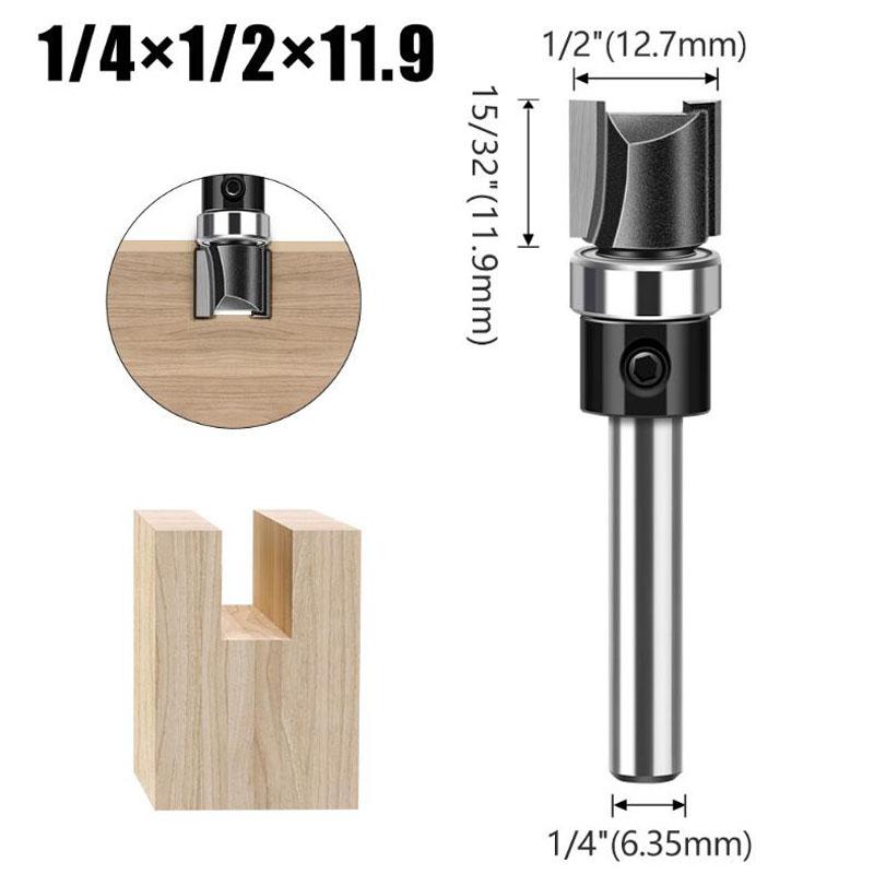 

Підшипник Пряма фреза Копіювальний обрізний різак Лінійний різак Обрізний верстат Фреза Деревообробний інструмент 6 мм хвостовик 1/4 дюйма 1/4inch shank NO1 чорний