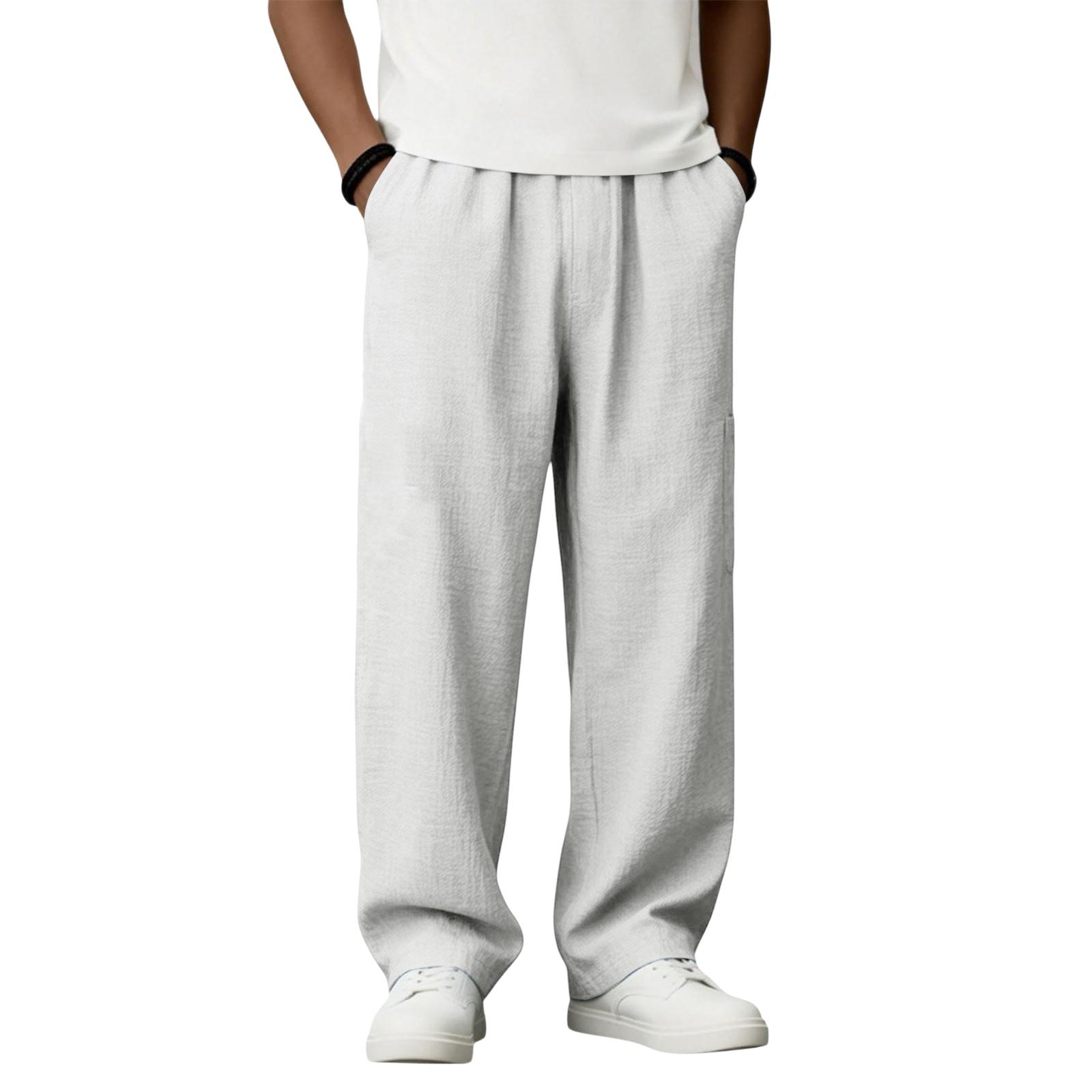 

Men s Relaxed-Fit Stretch Waist Straight-Leg Pants XL білий