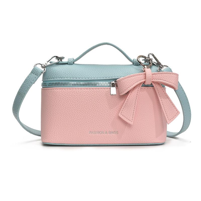 

Цвет Подвески Блокировка Бантом Городские Женские Дорожные Сумки Квадратная Сумка на Молнии Держатель Pink Blue