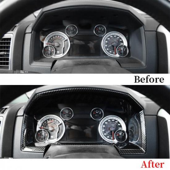 Console Dashboard Cover Trim Frame Bezel Decor Carbon For Dodge Ram 1500 10-2017