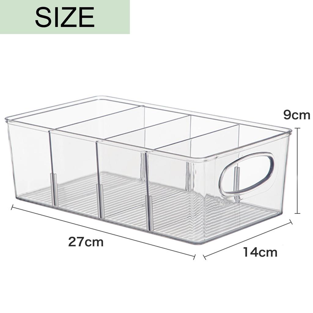 Asdays Refrigerator Storage Transparent Storage Case Kitchen Storage Refrigerator Drawer Clear Case with Dividers (1 Piece)