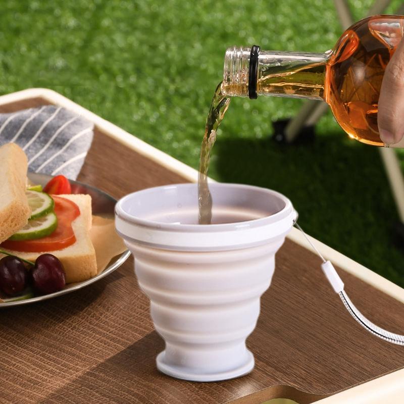 200/300ML Folding Cup Portable Silicone Folding Cup with Lid Heat Resistant Water Tea Coffee Cup Outdoor Telescopic Drinking Mug