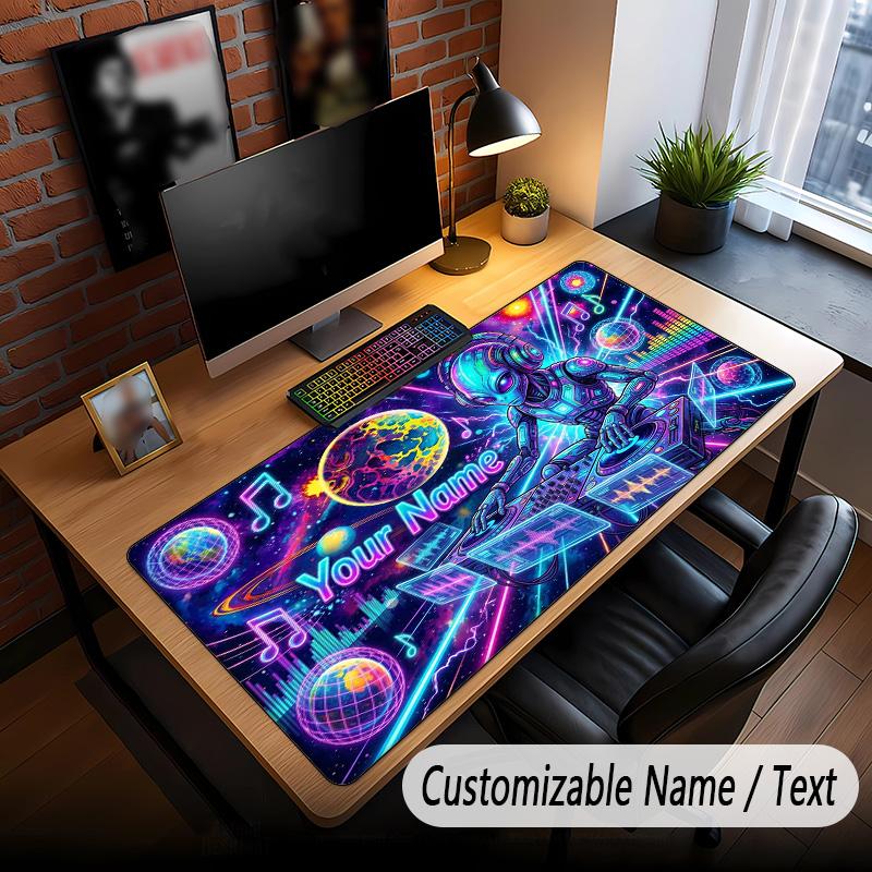Music DJ Theme Custom Mouse Pad Personalized With Name Text Customized Desk Mat For Office Home Decor