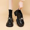 Retro Heightening Lace-up Loafer Single Shoes for Women's Autumn New Thick-soled Trendy and Small Leather Shoes for Women