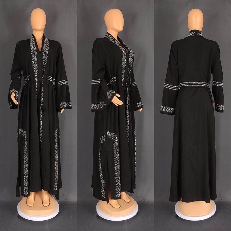 Arabic Zipper Cardigan Long Gown Indonesia Cross-Border Plus Size Women's Horn Long Sleeves Dress Open Dress