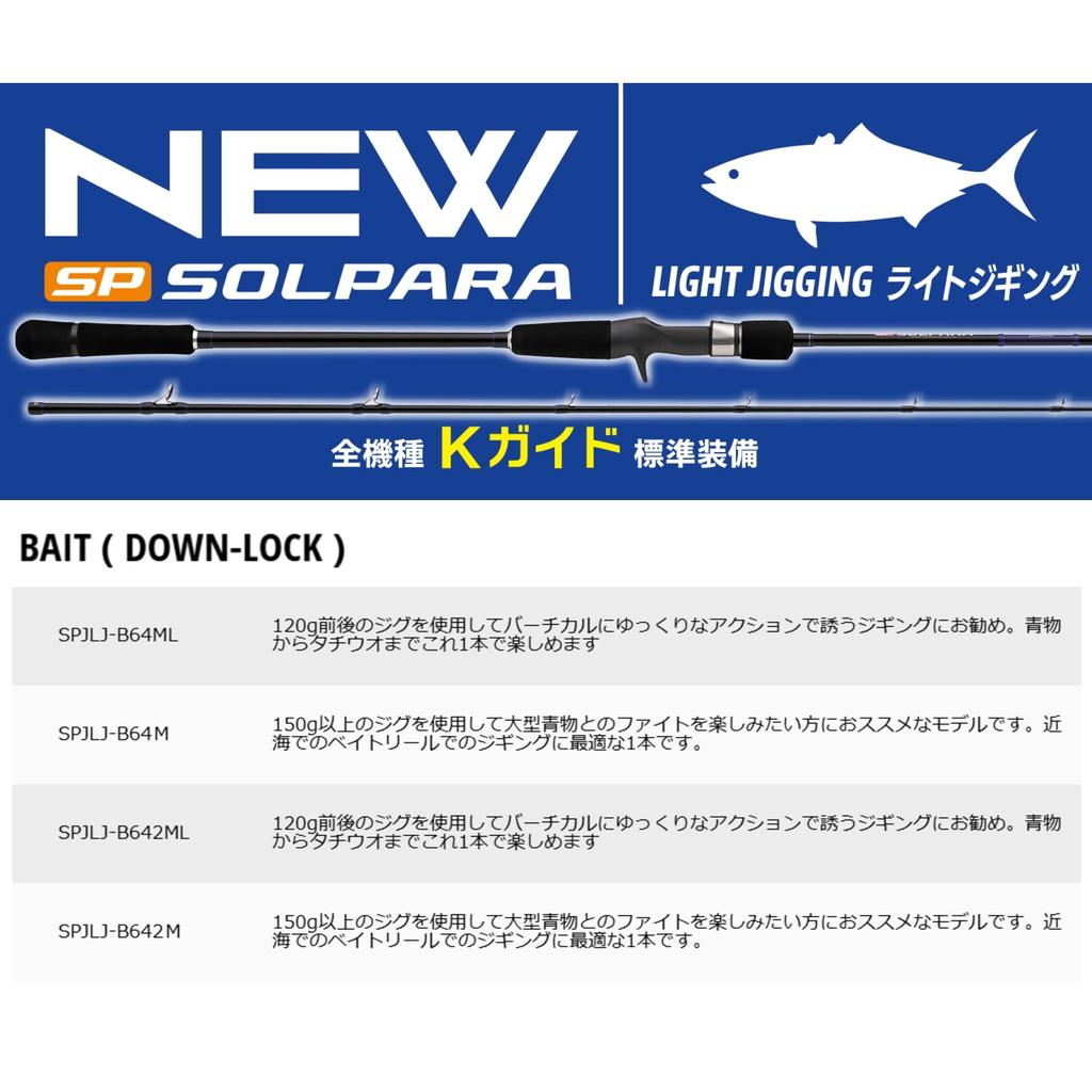Major Craft Jigging Rod 25 Solpara Light Jigging Model Bait SPJLJ-B642M