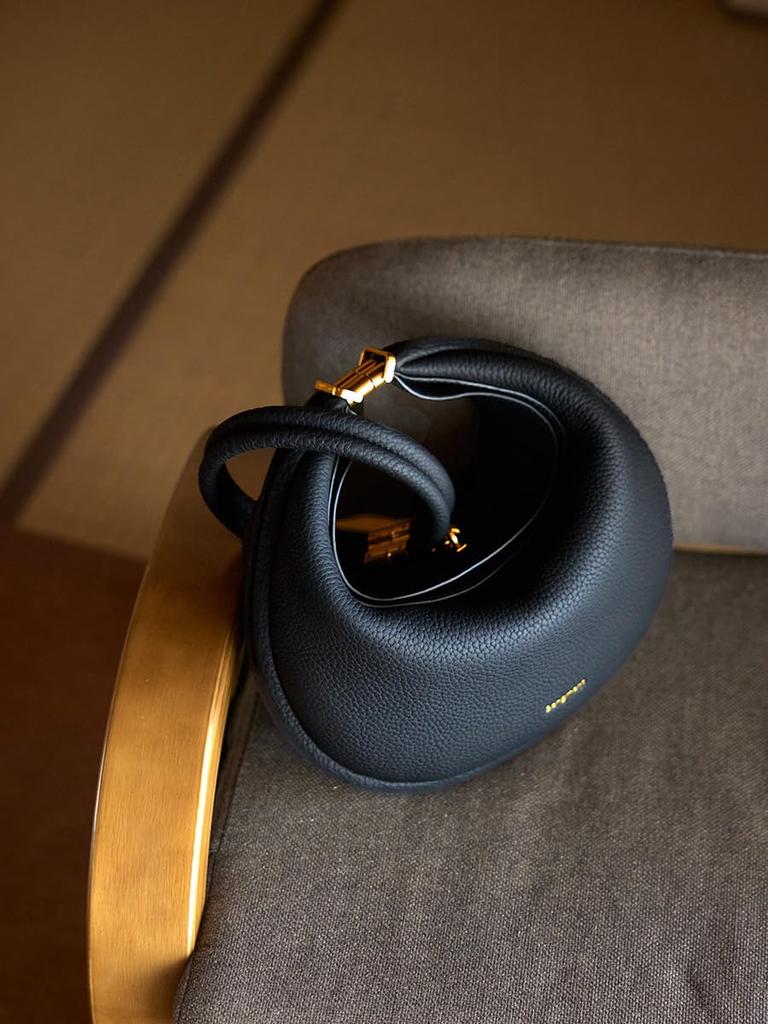 Luna Bag Half Moon Bag Genuine Leather Full Grain Leather Crescent Shoulder Bag Handbag Brand Black Leather Luna Bag 4way M [Songmont] Women's (Black)