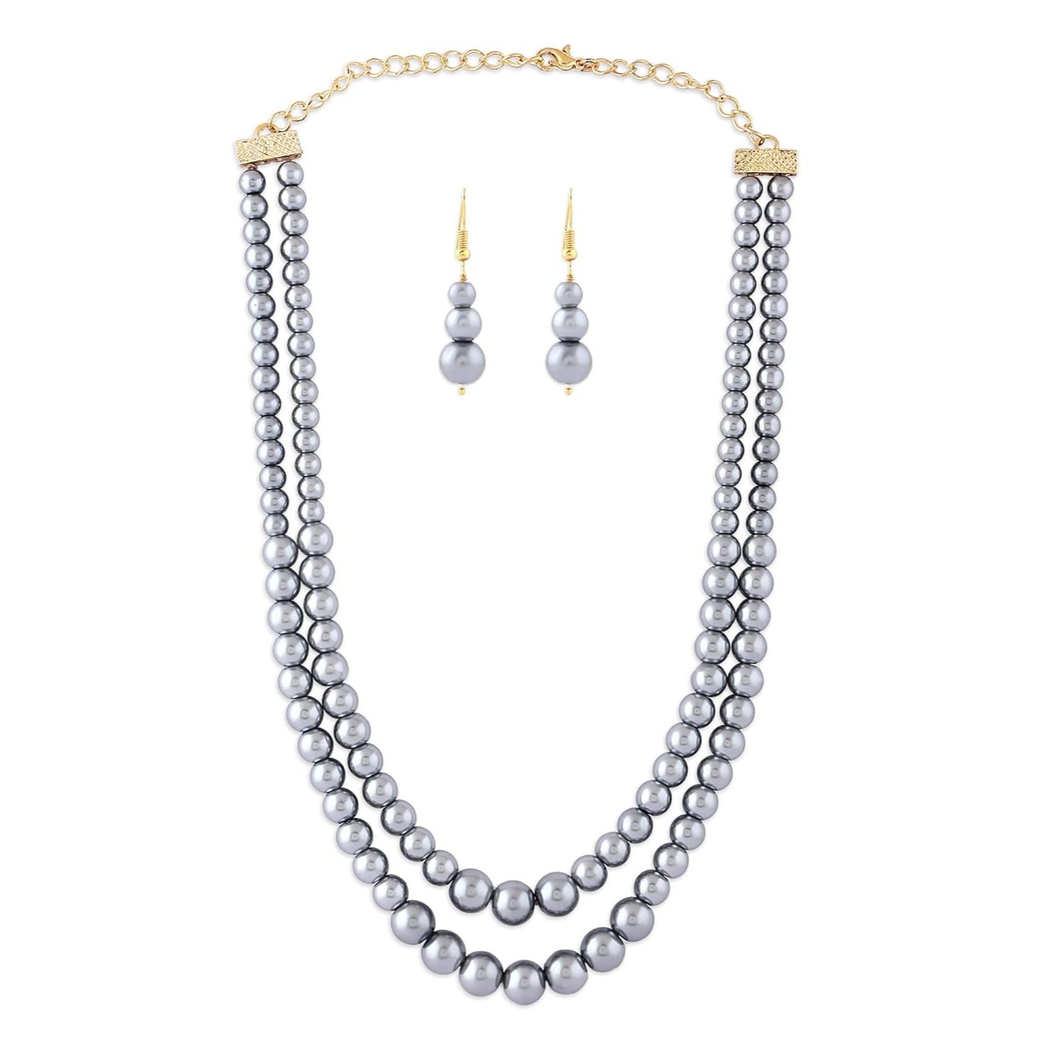

ZAVERI PEARLS серый цвет двухслойное длинное ожерелье и серьги из бисера для женщин