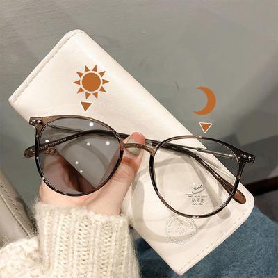 Color Changing Anti Blue Light Glasses Circular Glasses Frame Comfortable Outdoor Sunglasses For Women