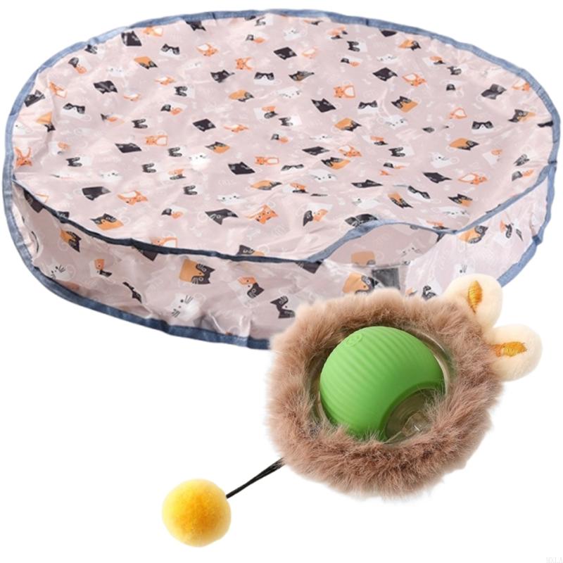

MXLA Automatic Moving Ball Cats Toy Set with Double Layer Cover Washable Mats